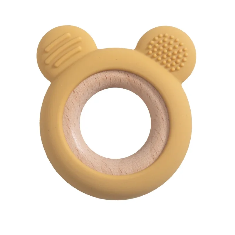 Baby Silicone Wood Teether Ring – Safe Soothing Chew Toy - Image 12