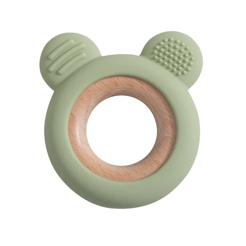 Baby Silicone Wood Teether Ring – Safe Soothing Chew Toy - Image 13