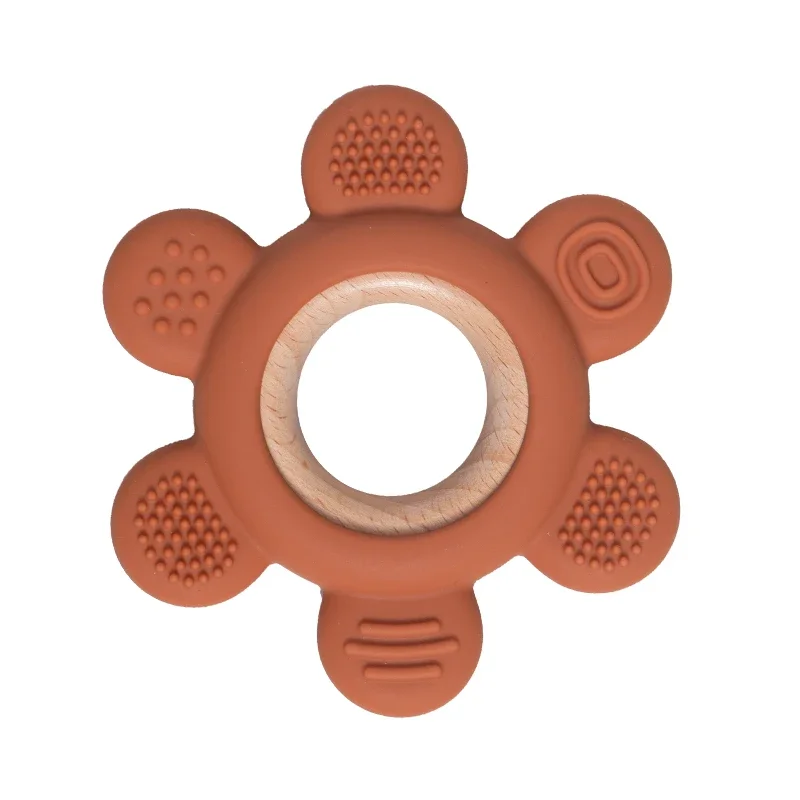 Baby Silicone Wood Teether Ring – Safe Soothing Chew Toy - Image 15