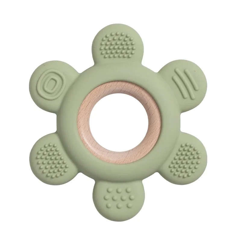Baby Silicone Wood Teether Ring – Safe Soothing Chew Toy - Image 23