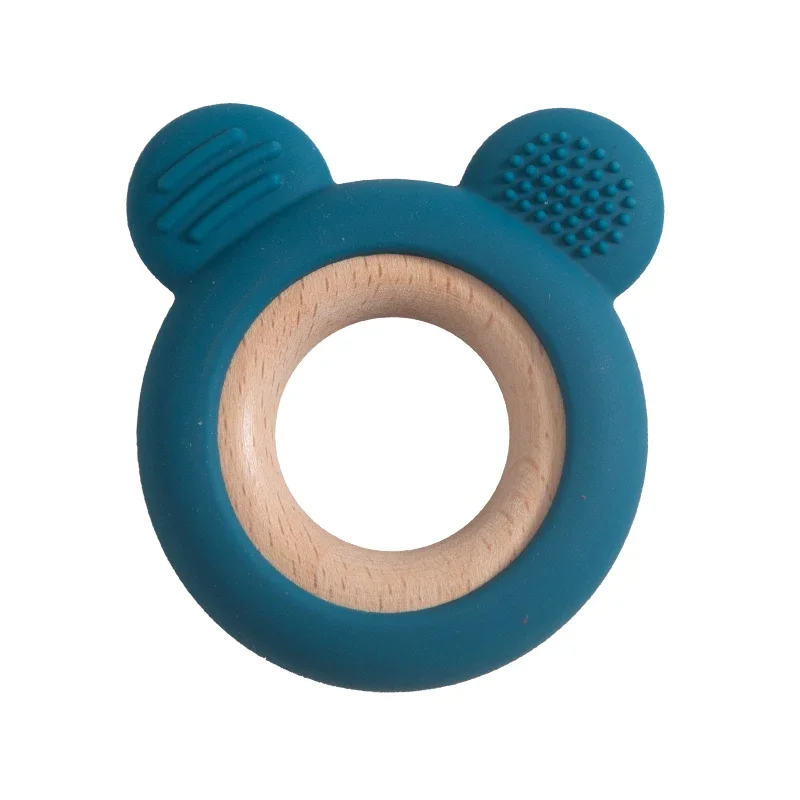 Baby Silicone Wood Teether Ring – Safe Soothing Chew Toy - Image 26