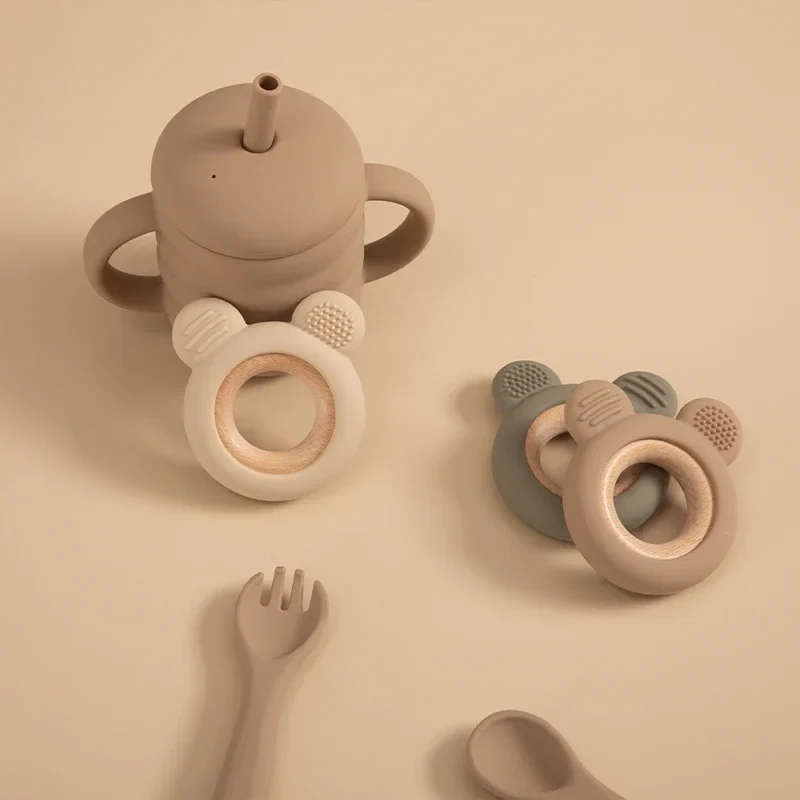 Baby Silicone Wood Teether Ring – Safe Soothing Chew Toy - Image 4