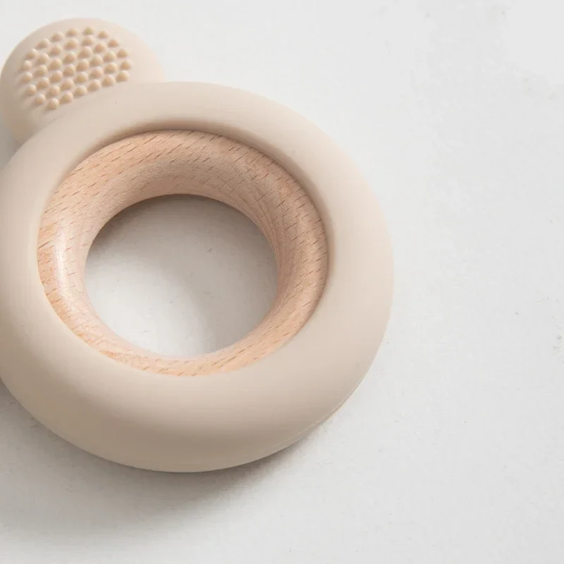 Baby Silicone Wood Teether Ring – Safe Soothing Chew Toy - Image 5