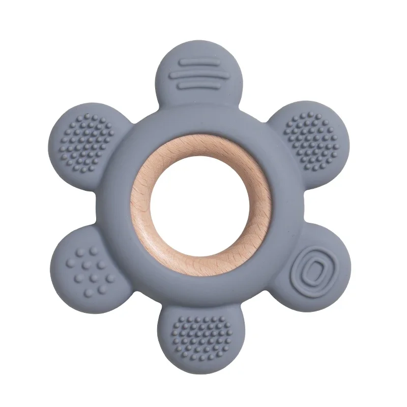 Baby Silicone Wood Teether Ring – Safe Soothing Chew Toy - Image 7
