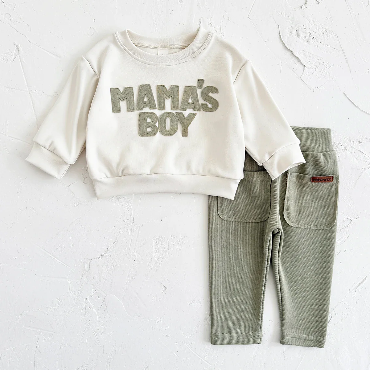 Baby "MAMA'S BOY" Graphic Sweatshirt Set – Warm Suit - Image 2