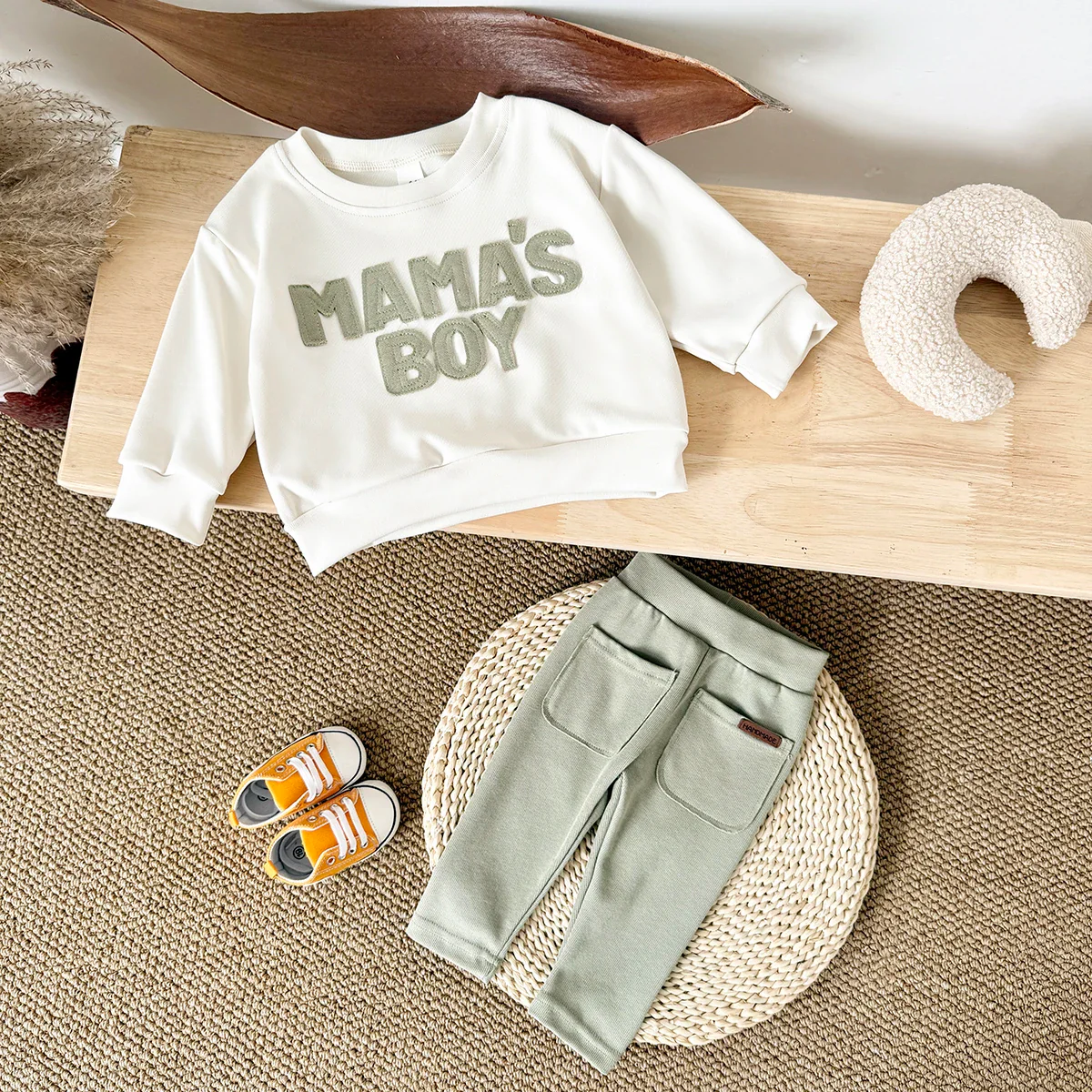 Baby "MAMA'S BOY" Graphic Sweatshirt Set – Warm Suit - Image 5