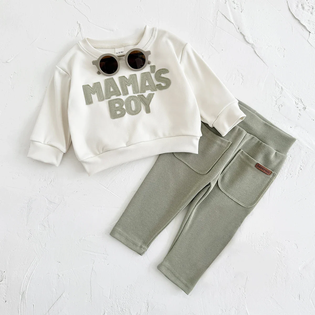 Baby "MAMA'S BOY" Graphic Sweatshirt Set – Warm Suit - Image 6