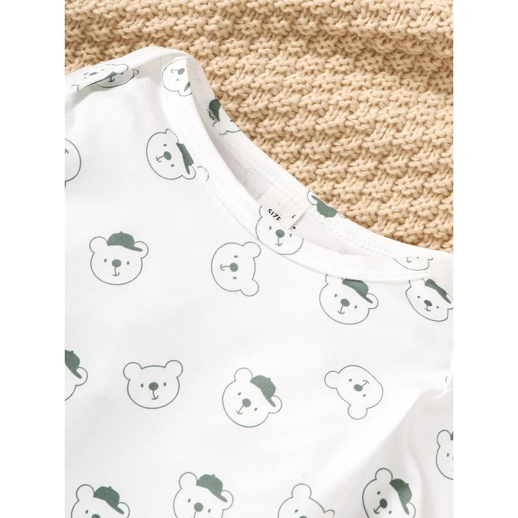 Bear Print Bodysuit & Overalls – Cozy Fall Comfort - Image 2