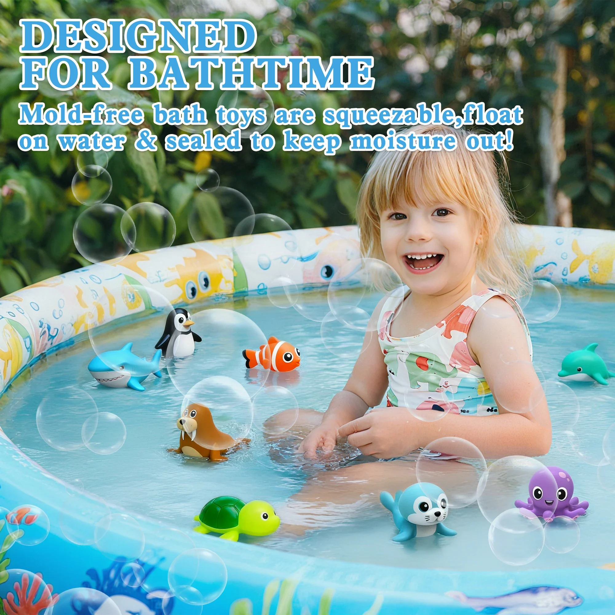 Baby Sea Animal Bath Toy Set – 8pc Mould-Resistant Water Toys - Image 3