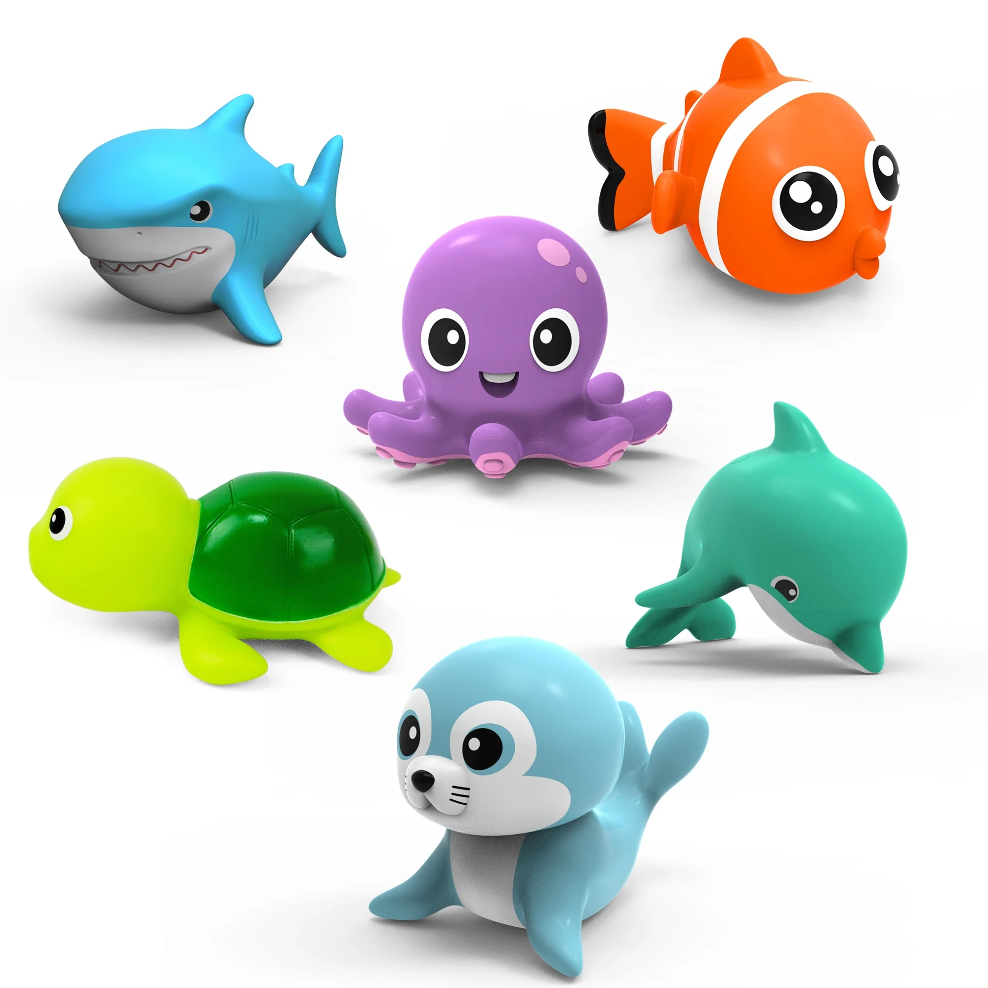 Baby Sea Animal Bath Toy Set – 8pc Mould-Resistant Water Toys - Image 7