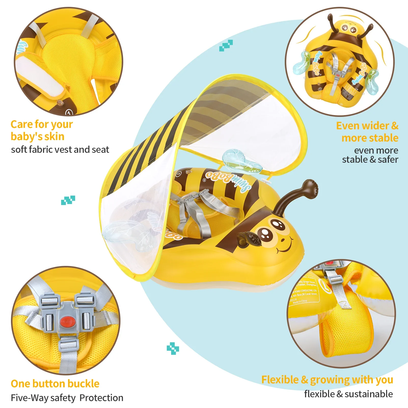 Baby Bee Float Ring – Inflatable Mesh Safety Seat - Image 4