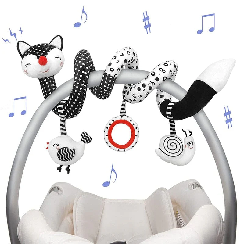 Baby Black White Stroller Spiral Plush Toys