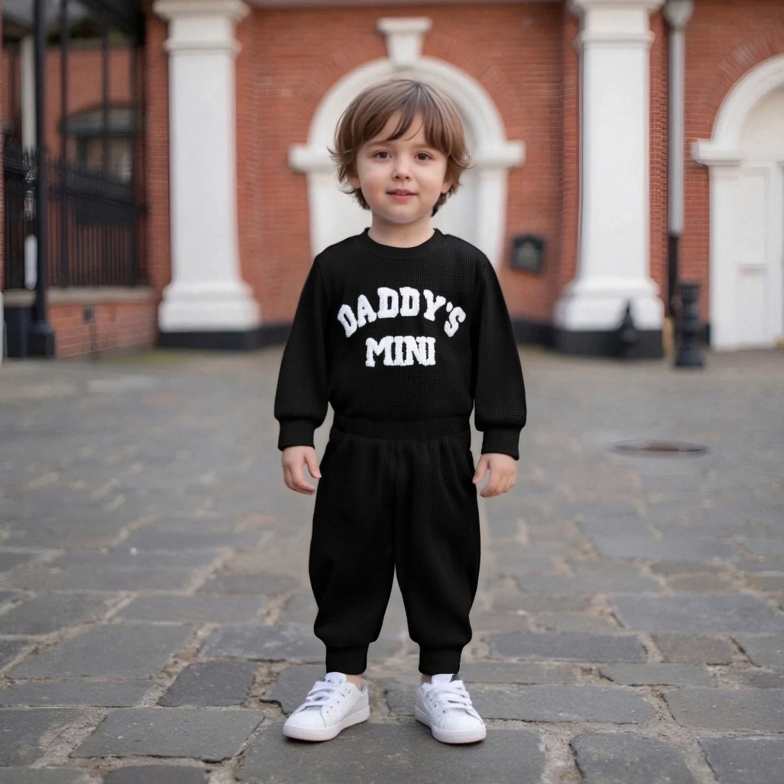 Daddy's Mini Waffle Bodysuit & Jogger Pants – Fall Fashion - Image 5