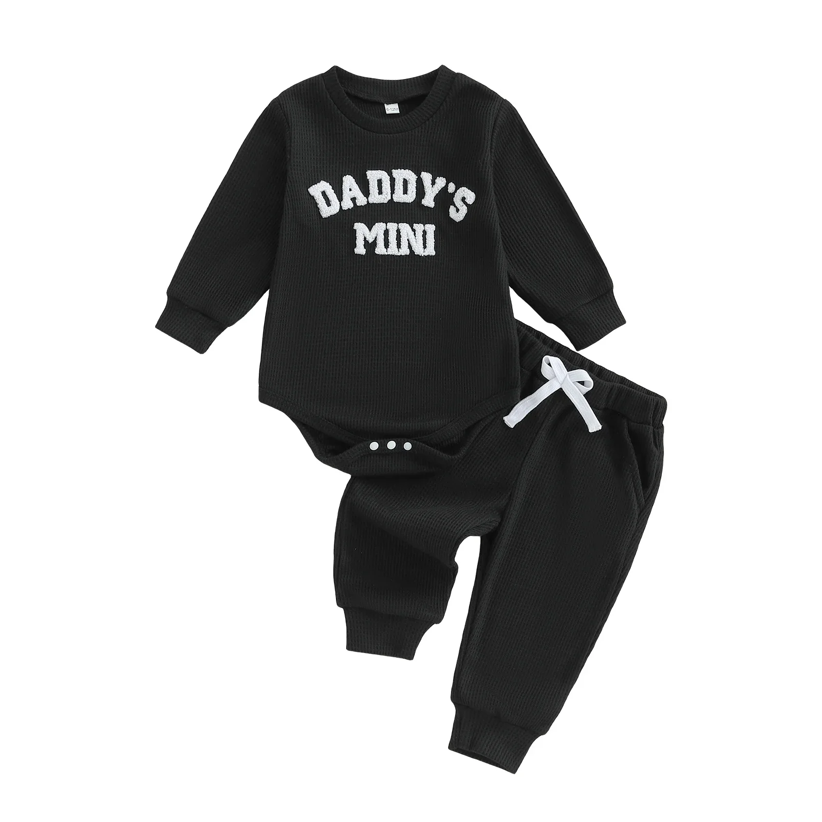 Daddy's Mini Waffle Bodysuit & Jogger Pants – Fall Fashion - Image 7