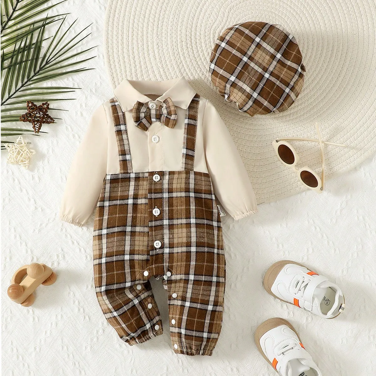 Baby Boy Gentleman Set – Suspenders Jumpsuit & Hat - Image 6