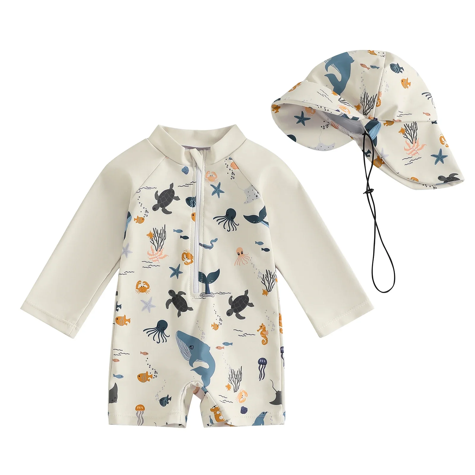 Baby Boys Rash Guard Set – Marine Animal Print - Image 13
