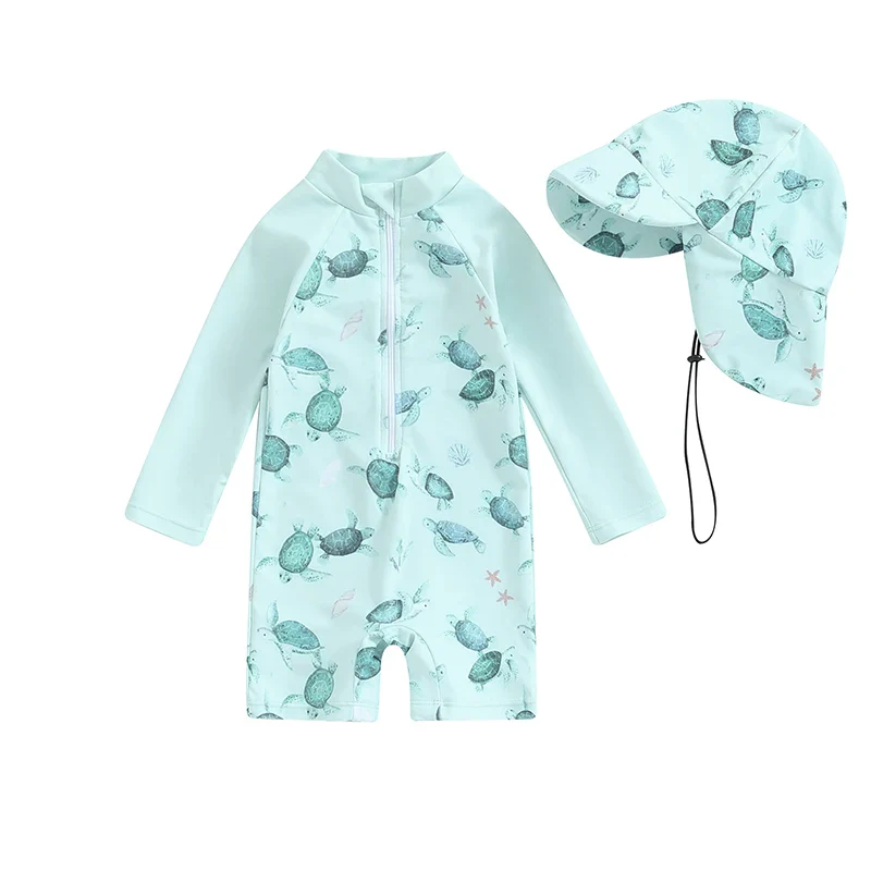 Baby Boys Rash Guard Set – Turtle & Dinosaur Print - Image 11