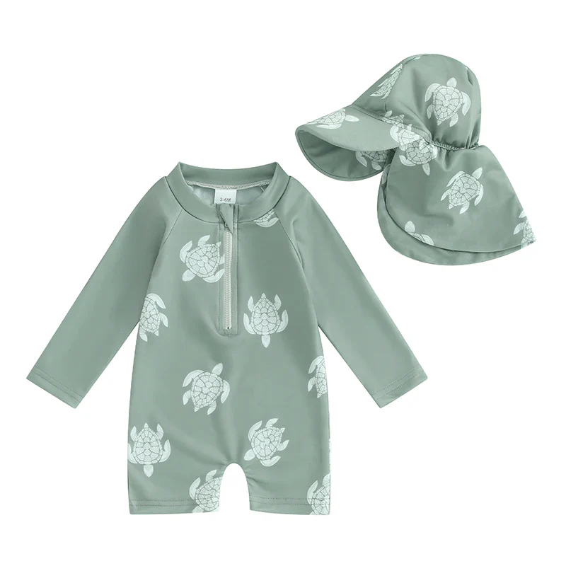 Baby Boys Rash Guard Set – Turtle & Dinosaur Print - Image 14