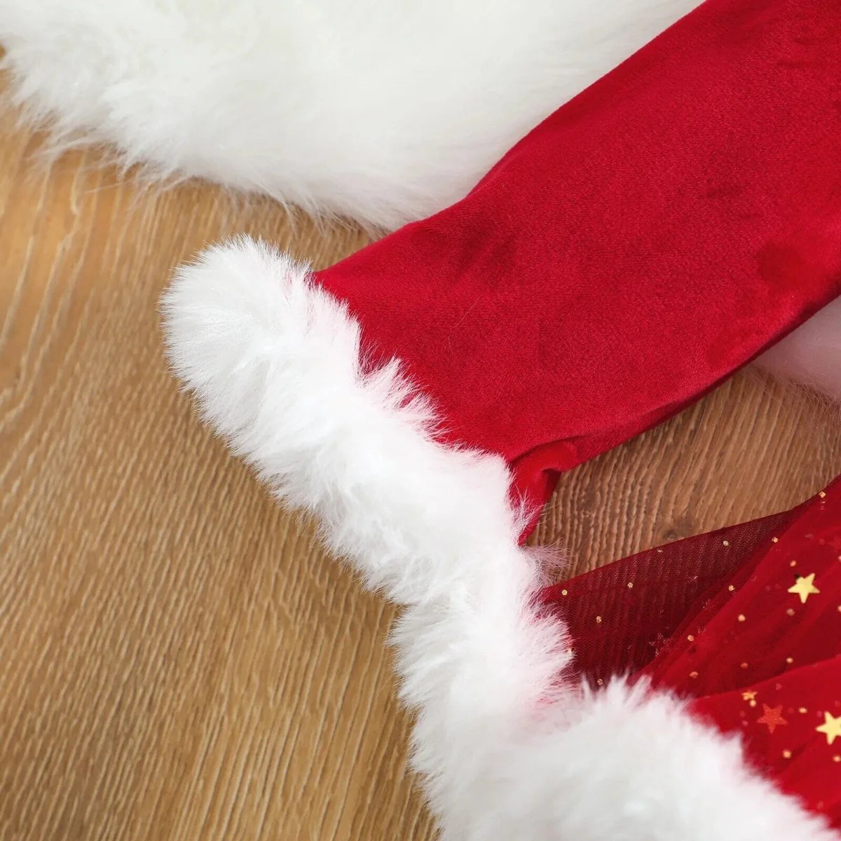 Baby Christmas Velvet Ruffle Romper - Image 4