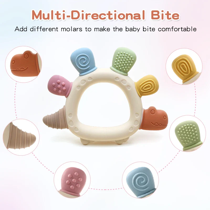 Baby Dinosaur Teether BPA-Free – Easy-Grip Gum Relief Toy - Image 5