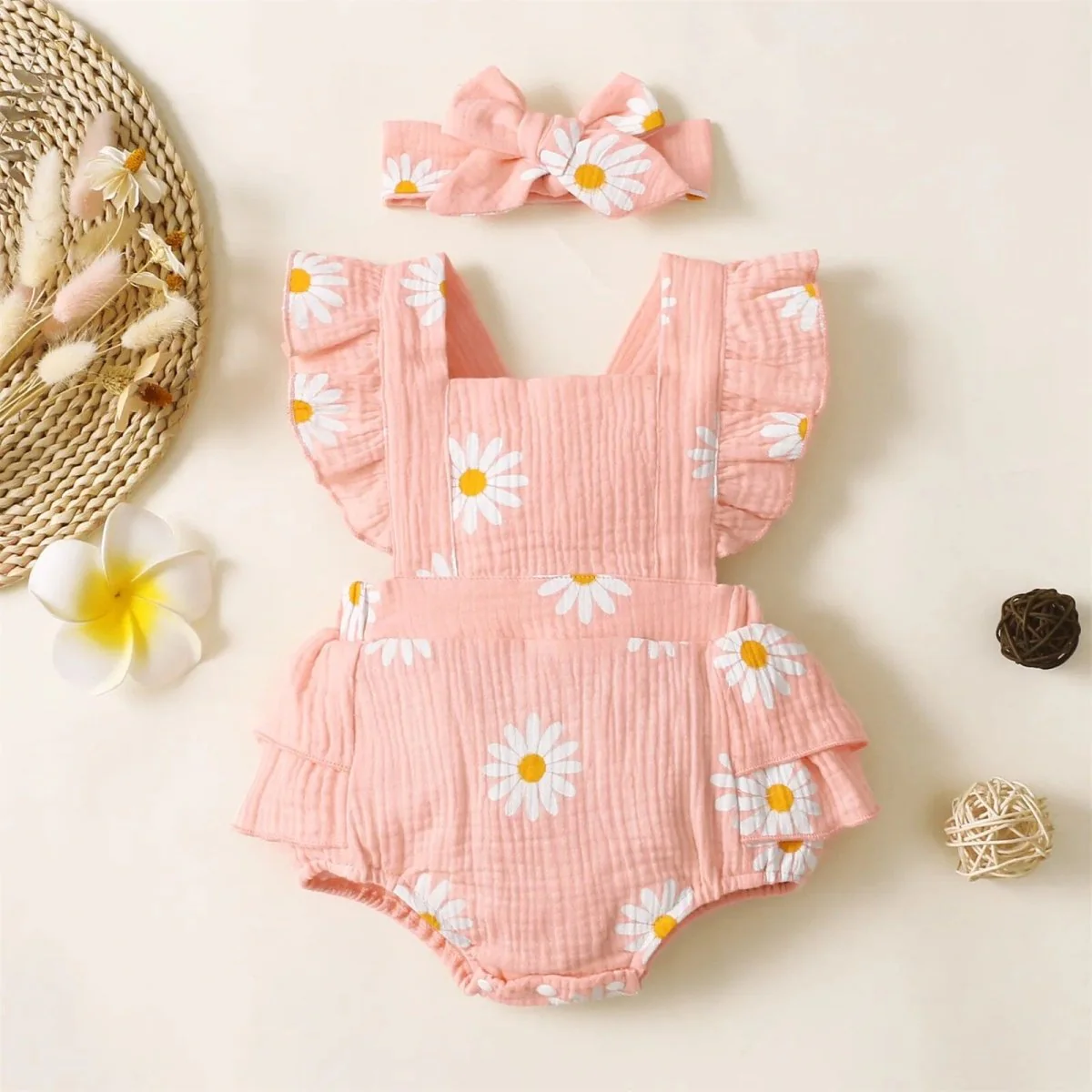 Baby Girl Flower Print Bodysuit - Image 2