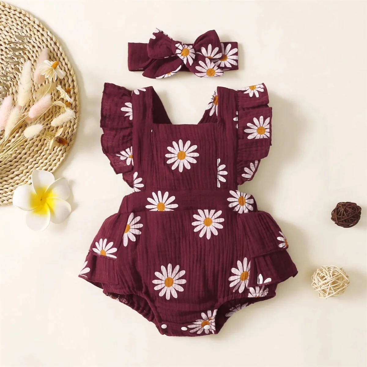 Baby Girl Flower Print Bodysuit - Image 3