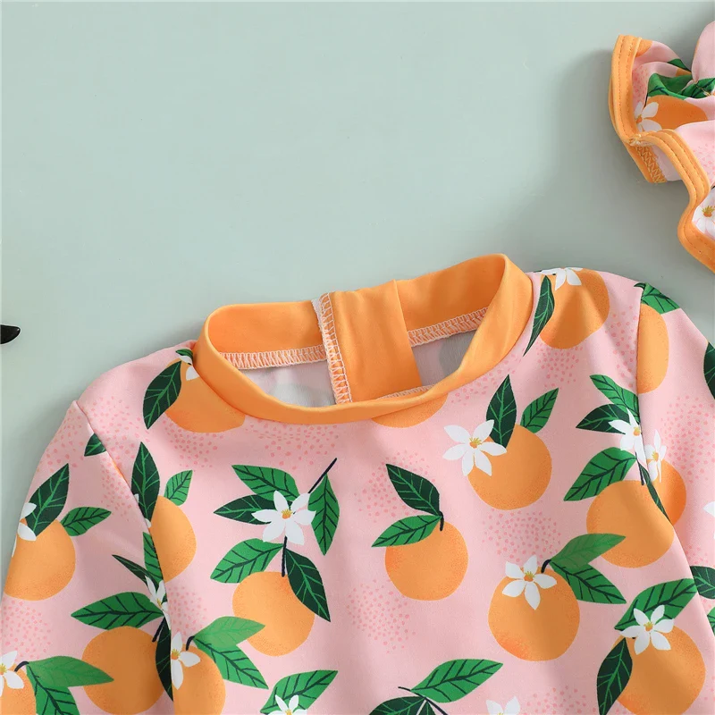 Baby Girl Rash Guard Swimsuit with Swim Cap - Image 4