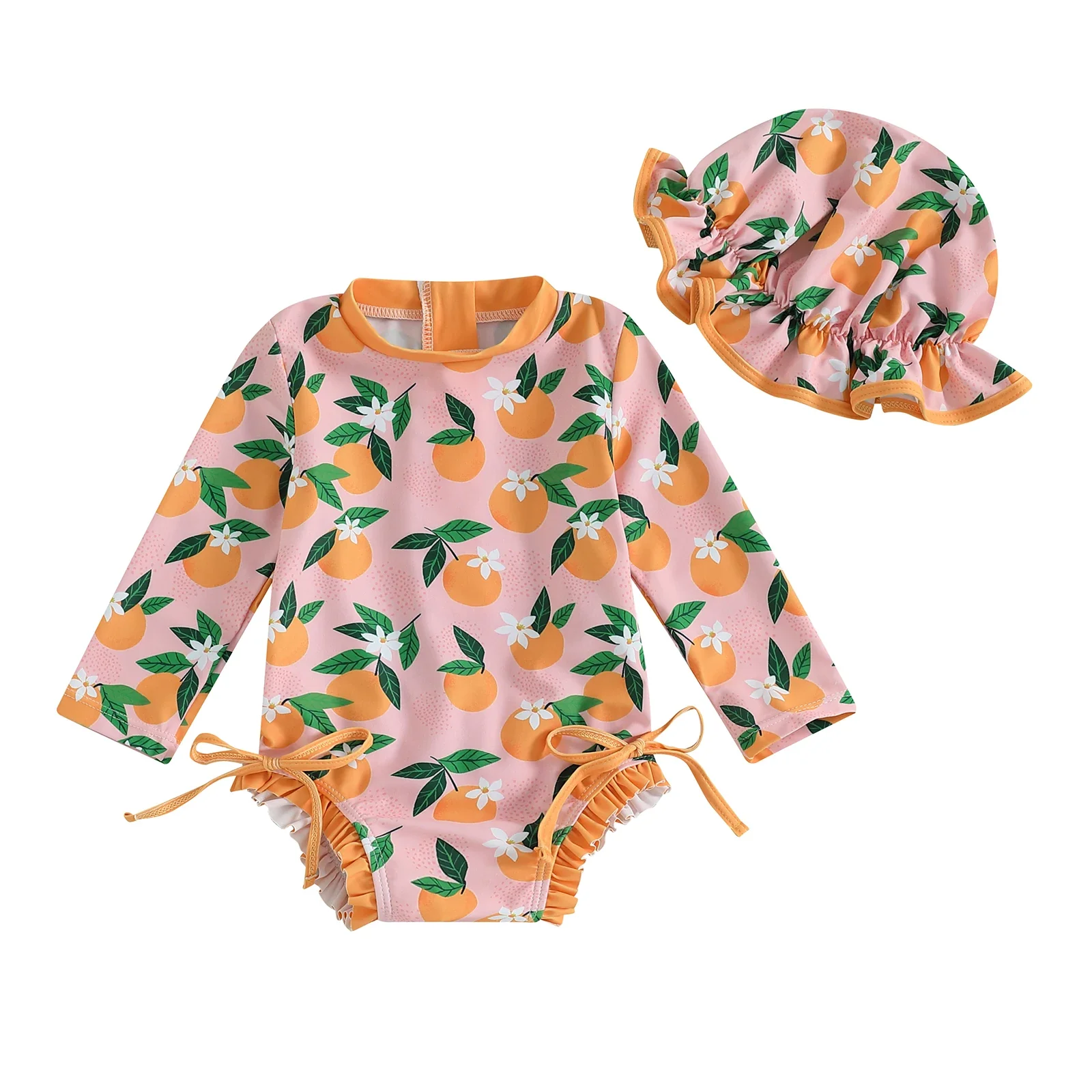Baby Girl Rash Guard Swimsuit with Swim Cap - Image 9