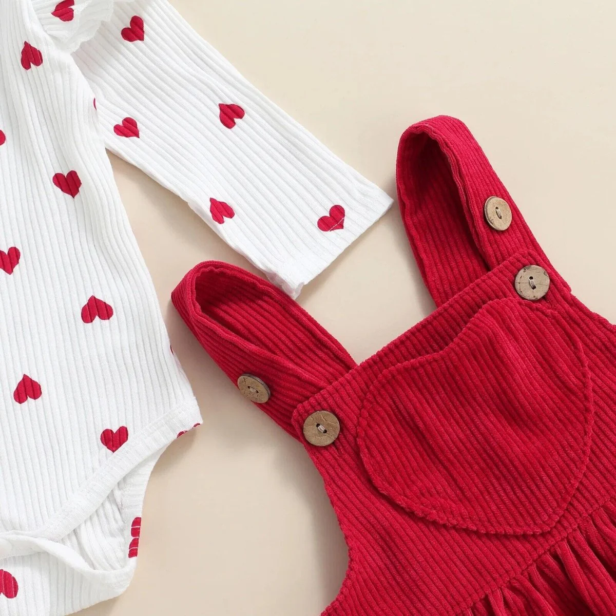 Baby Girl Red Suspender Skirt - Image 3