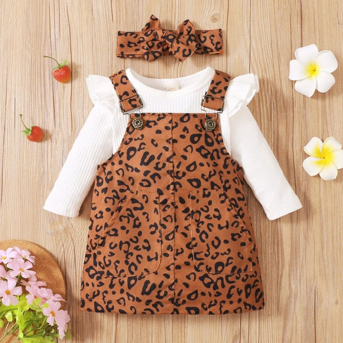 Baby Girl Suspender Skirt Leopard Print - Image 7