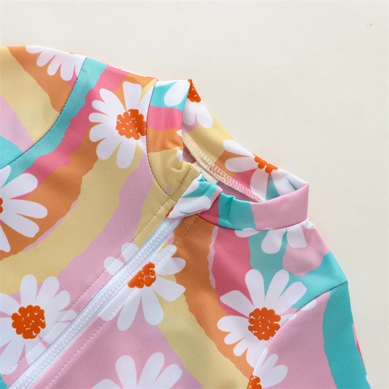 Baby Girl UV Swimsuit with Hat – Long Sleeve Zipper - Image 5