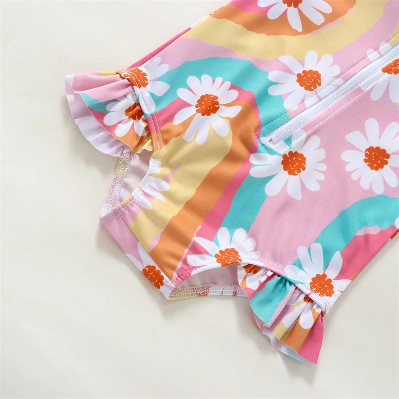 Baby Girl UV Swimsuit with Hat – Long Sleeve Zipper - Image 6