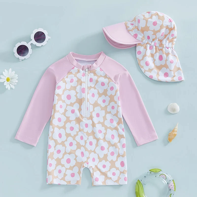 Baby Girls Rash Guard Set – Floral & Flamingo Print - Image 10