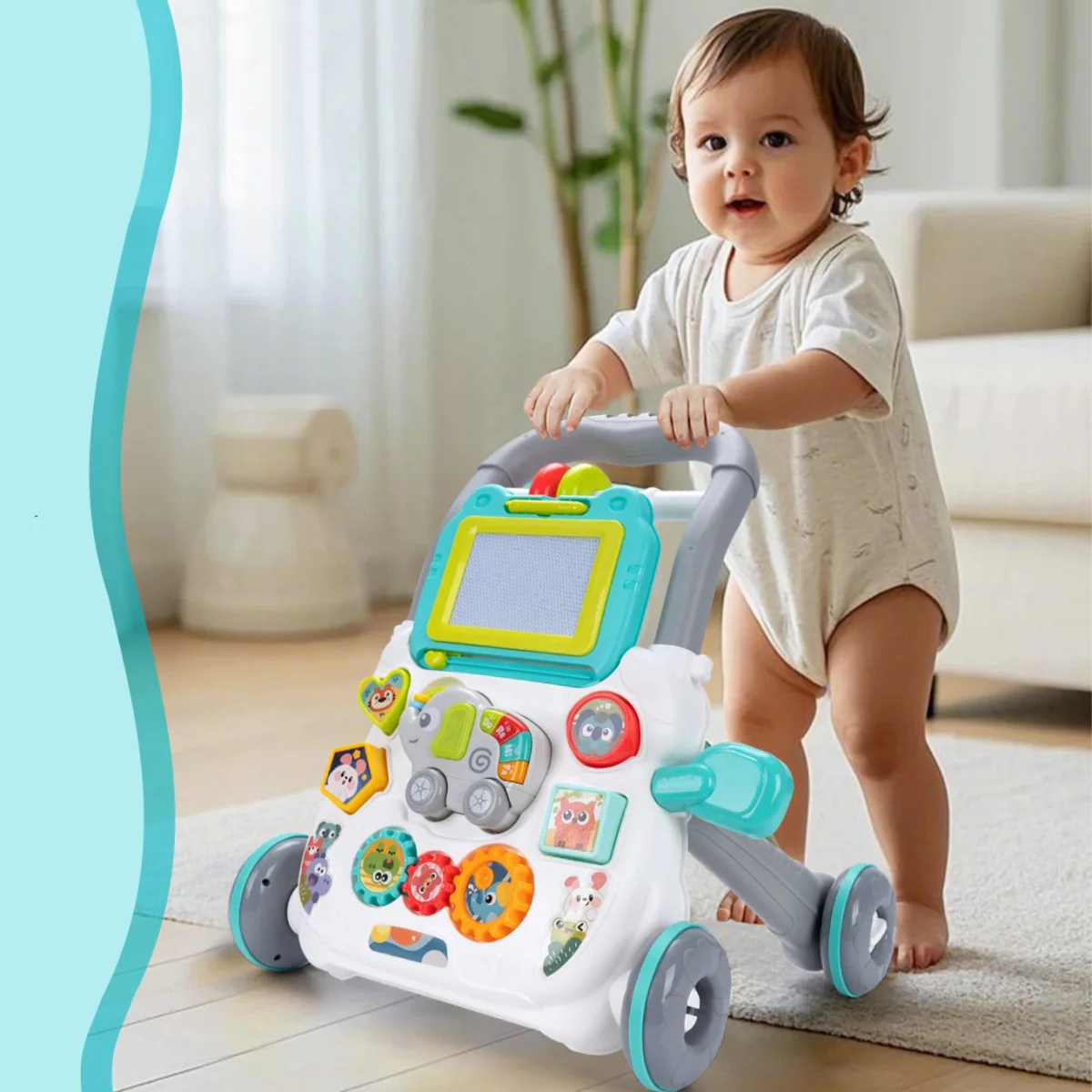 Baby Push Walker – Musical Toddler Learning Walker with Drawing Board - Image 2