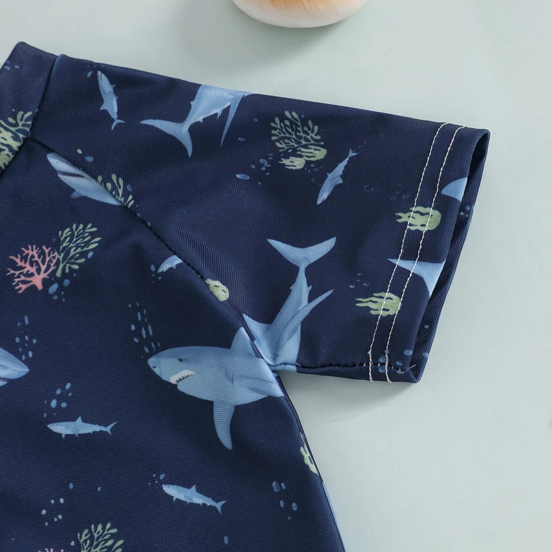 Baby Rash Guard – Shark Print Long Sleeve Zip Up - Image 14