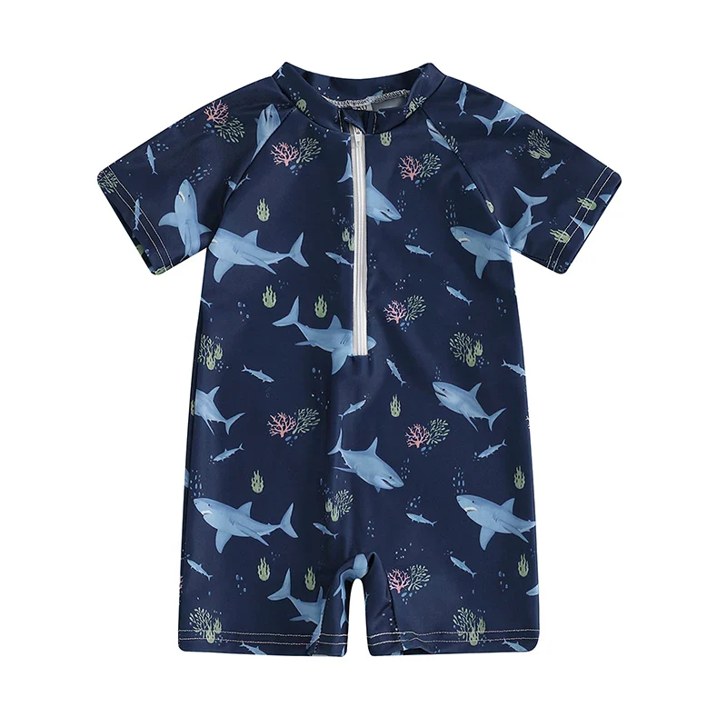 Baby Rash Guard – Shark Print Long Sleeve Zip Up - Image 16