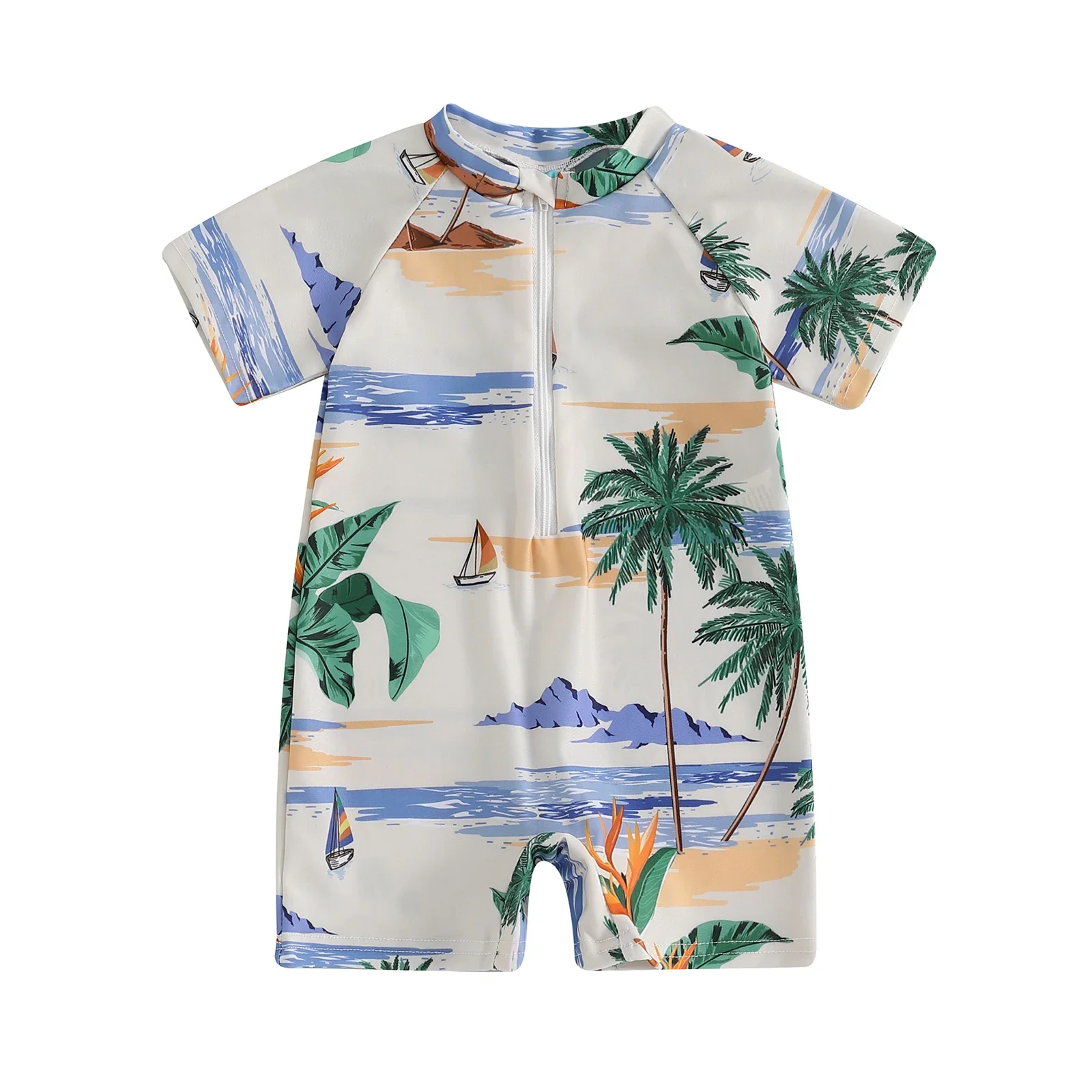 Baby Rash Guard – Shark Print Long Sleeve Zip Up - Image 17