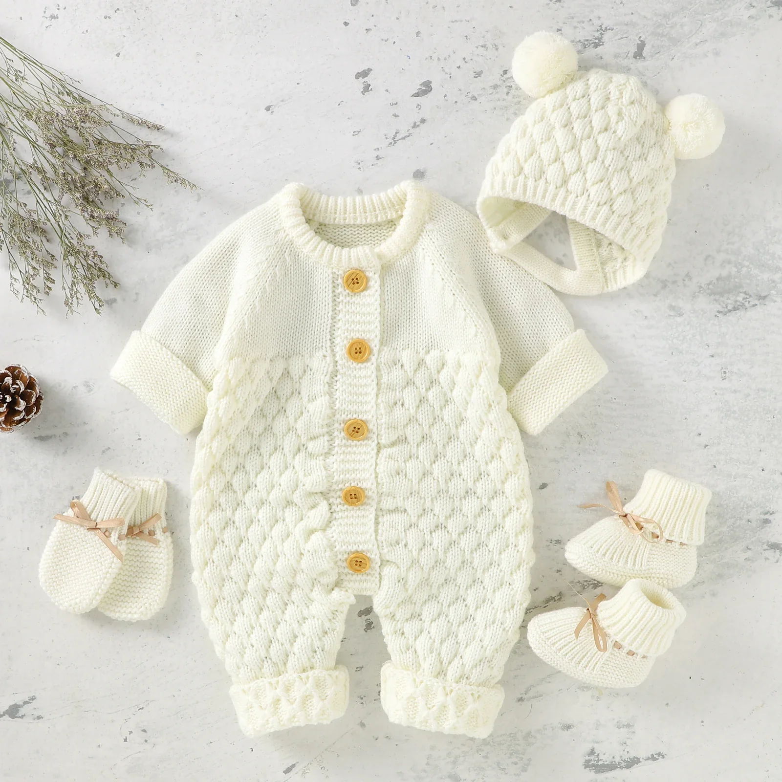 Knitted Romper & Cap Set – Cozy Autumn/Winter - Image 4