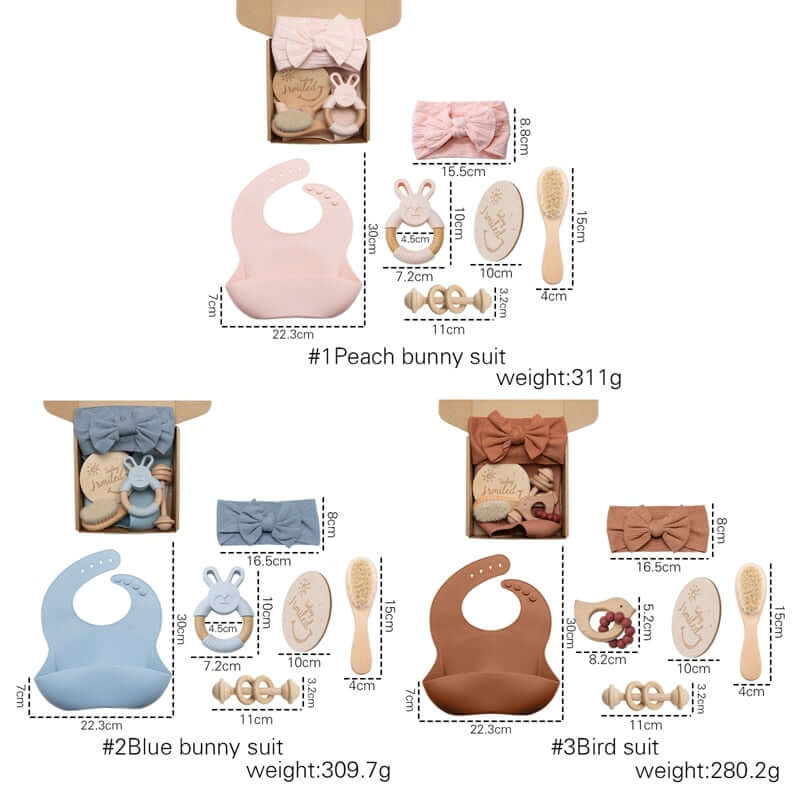 Baby Silicone Bibs Headband Brush Gift Set - Image 5