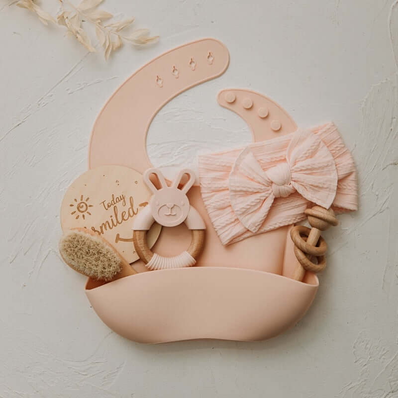 Baby Silicone Bibs Headband Brush Gift Set - Image 7