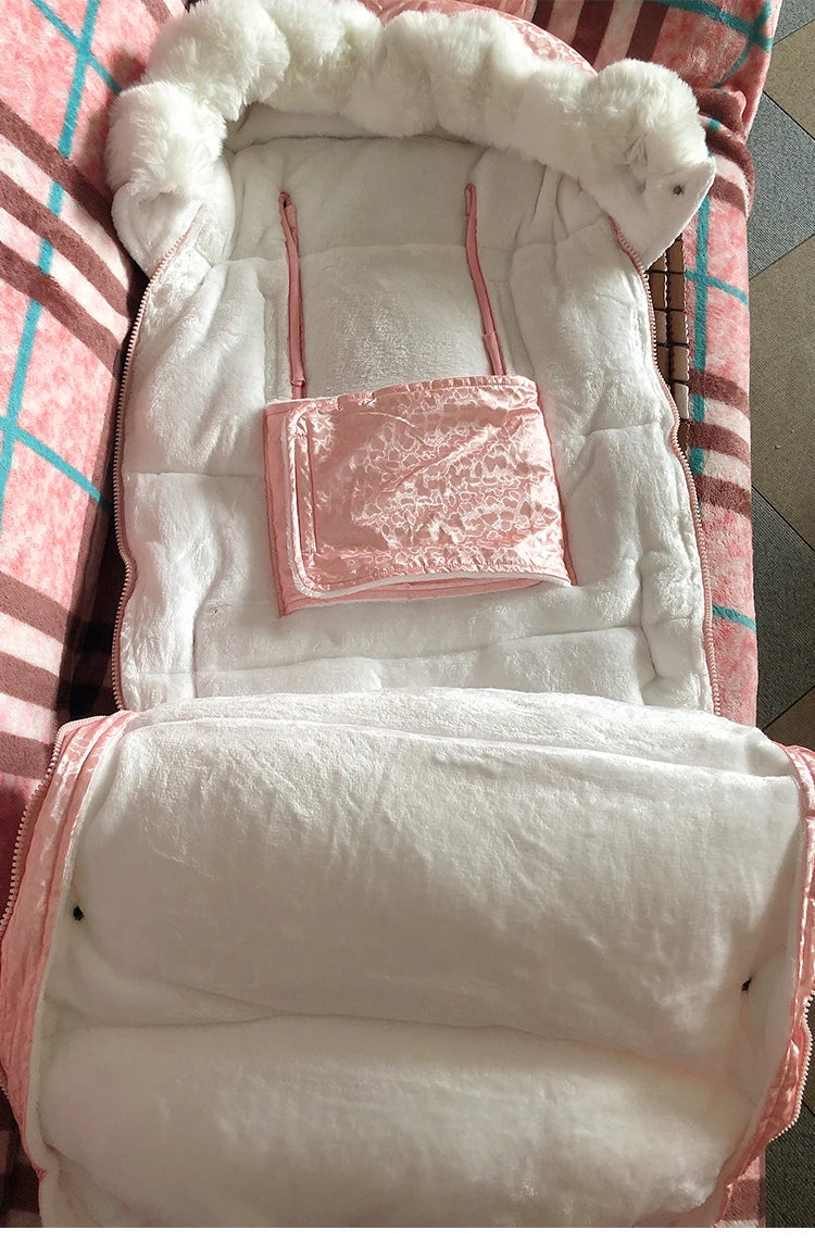 Baby Velvet Stroller Sleeping Bag – Anti-Kick Warmth - Image 4