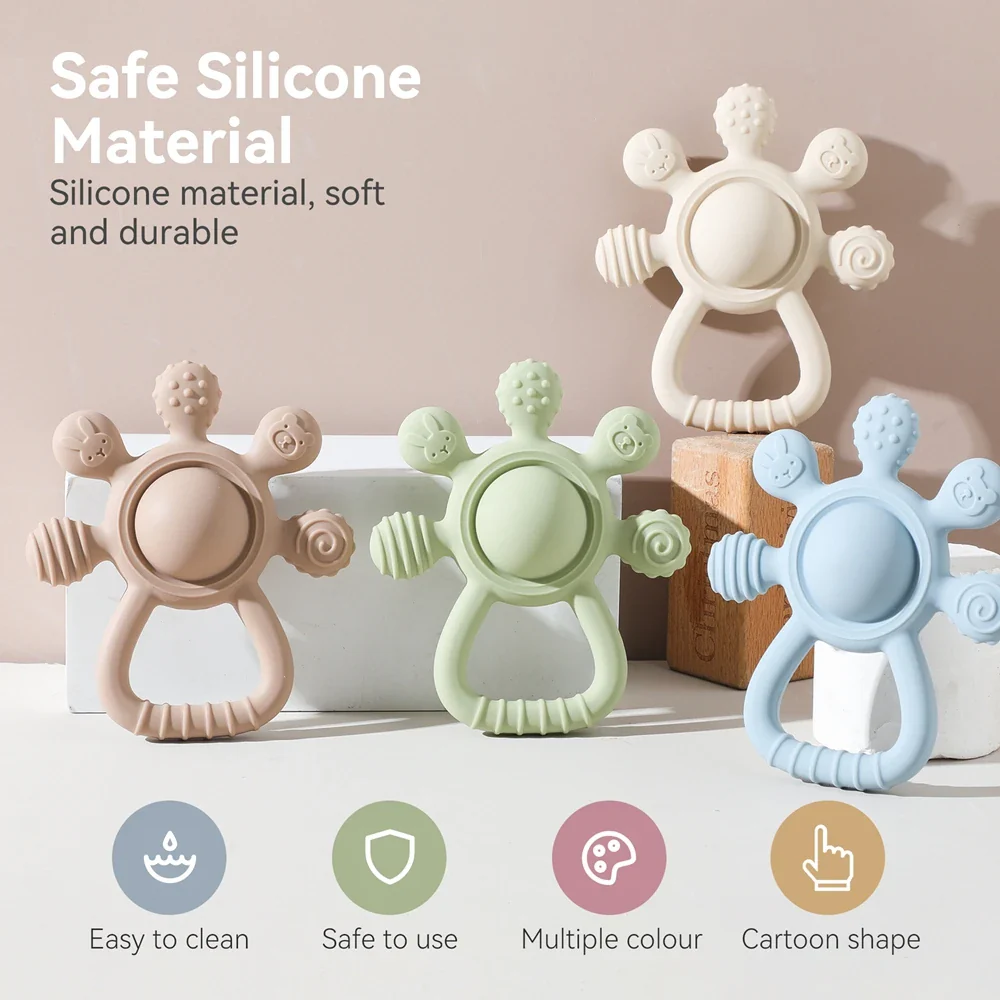 Baby Silicone Teether Rattle – BPA-Free Sensory Soothing Toy - Image 2