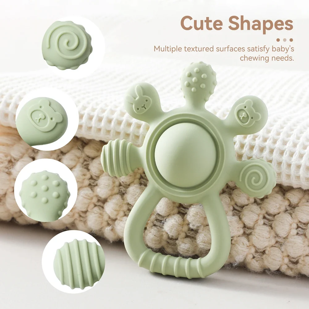 Baby Silicone Teether Rattle – BPA-Free Sensory Soothing Toy - Image 3