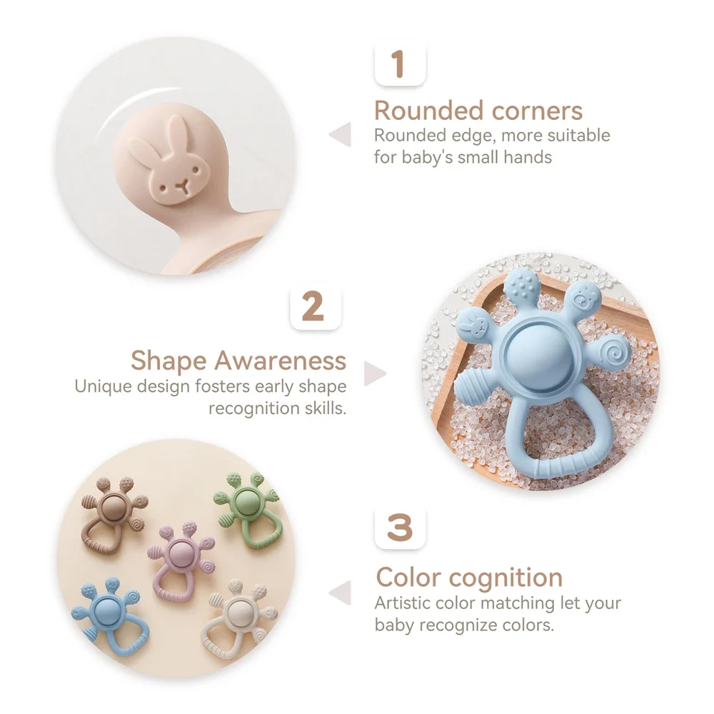 Baby Silicone Teether Rattle – BPA-Free Sensory Soothing Toy - Image 4