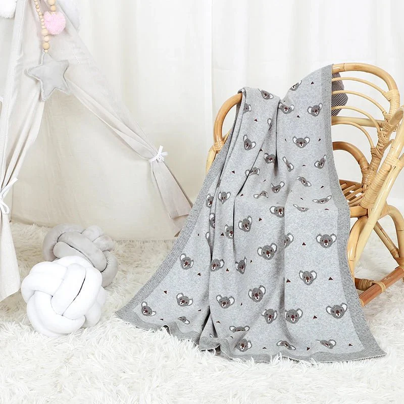 Cartoon Koala Baby Blanket – Soft Cotton Knit Swaddle - Image 5