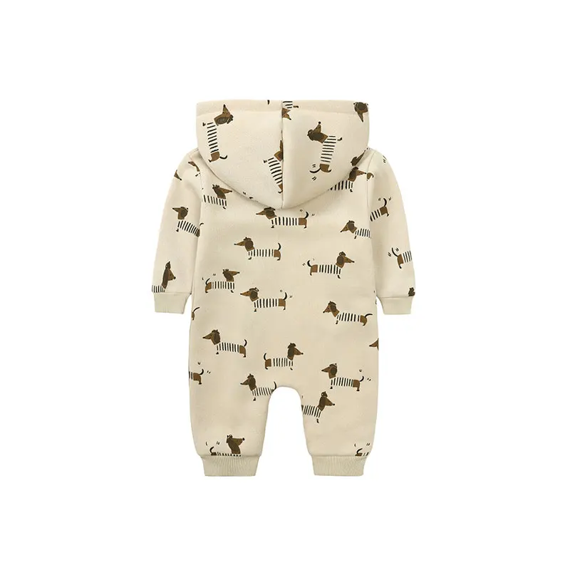Baby Hooded Zipper Romper – Cute Cartoon Print - Image 2