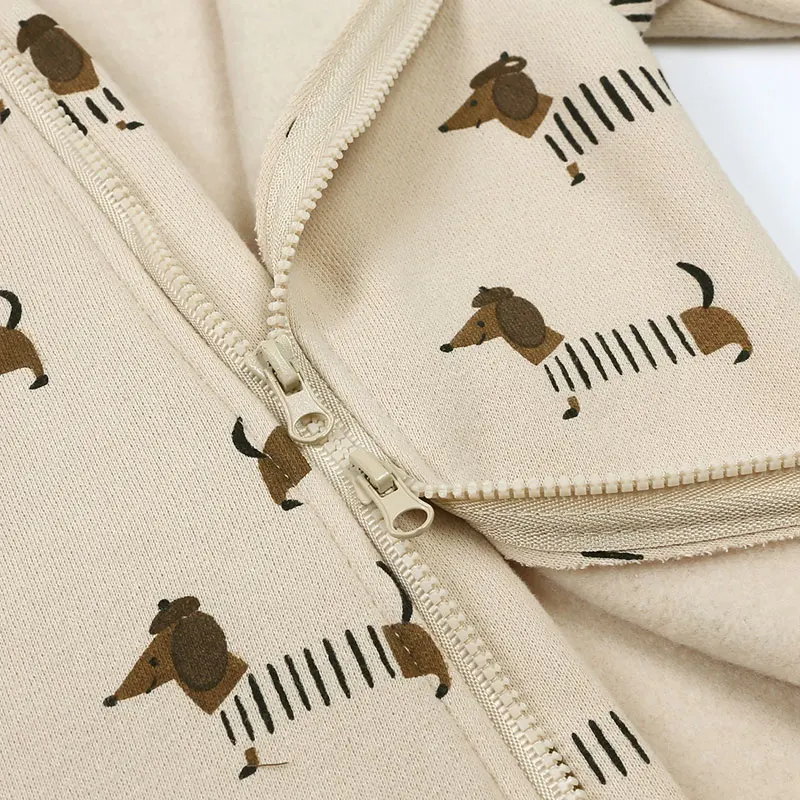 Baby Hooded Zipper Romper – Cute Cartoon Print - Image 4