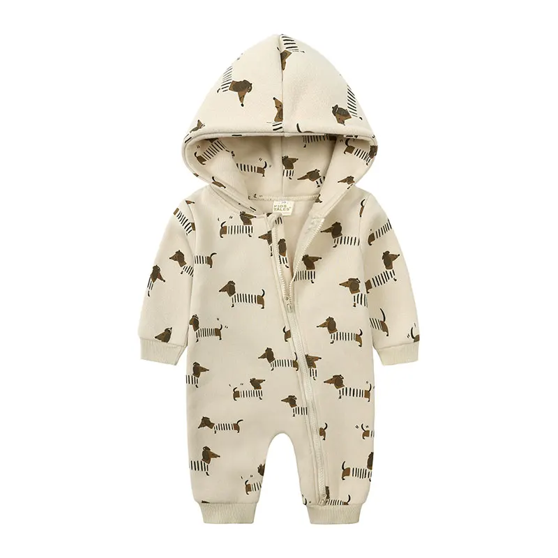 Baby Hooded Zipper Romper – Cute Cartoon Print - Image 8