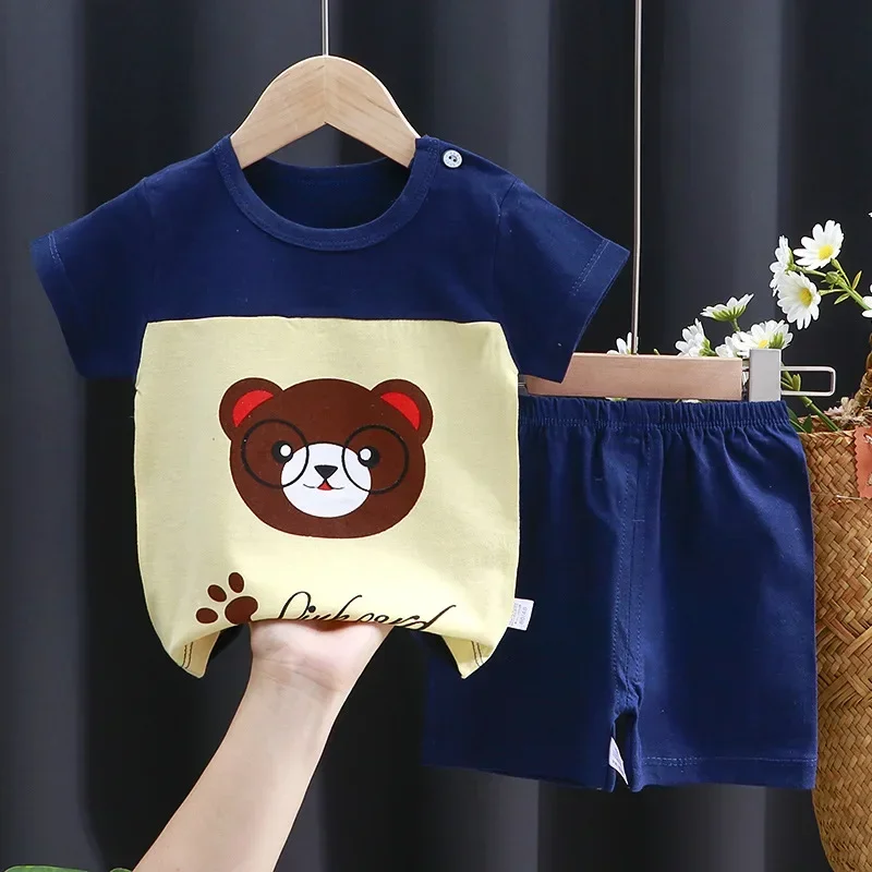 Cartoon Print Contrast T-Shirt & Shorts Set - Image 8