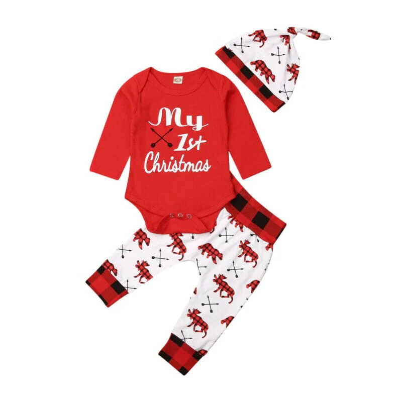 Christmas Letter Romper Pant & Hat - Image 5